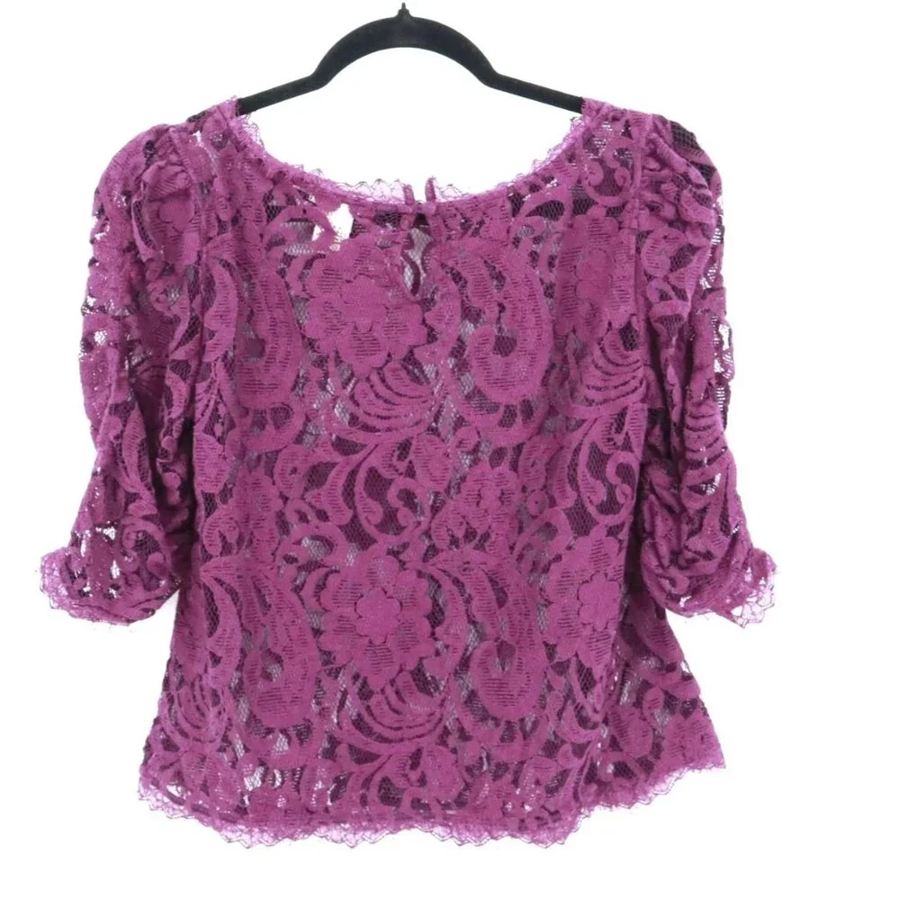 Sundance Lace Top Womens XS Purple‎ Witchy Dark Feminine Boho Event Date Night - Picture 3 of 15